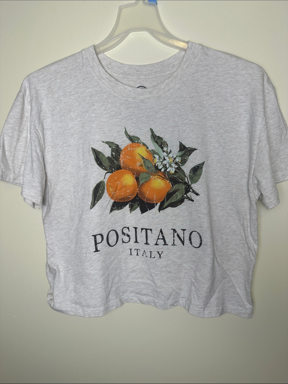 Positano Italy Orange Graphic Crop Top - Light Gray